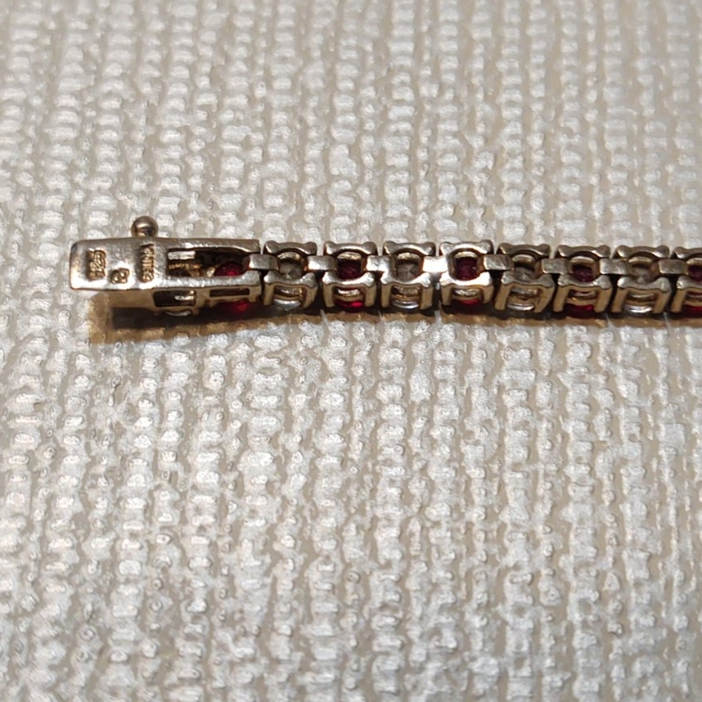 Charming Red Ruby And White Stone Vermeil Braclet - image 6